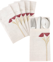Eternal Lotus Linen Cutlery Holder Set