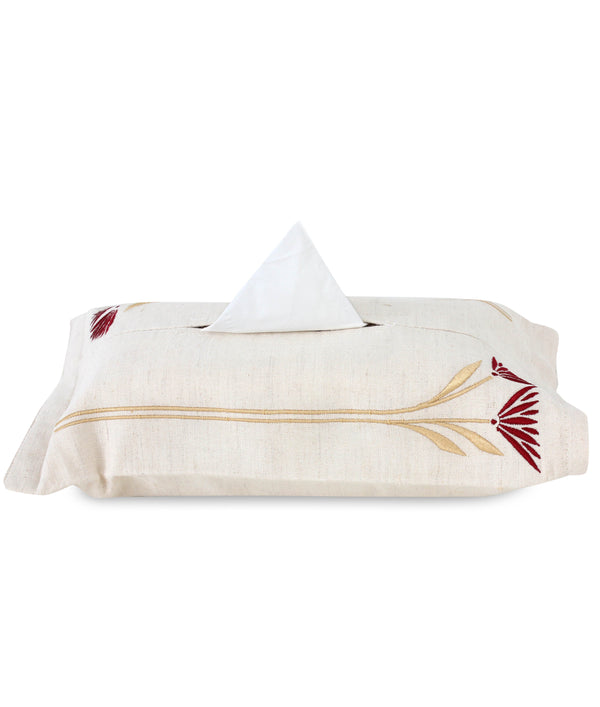 Eternal Lotus Linen Tissue Box Cover