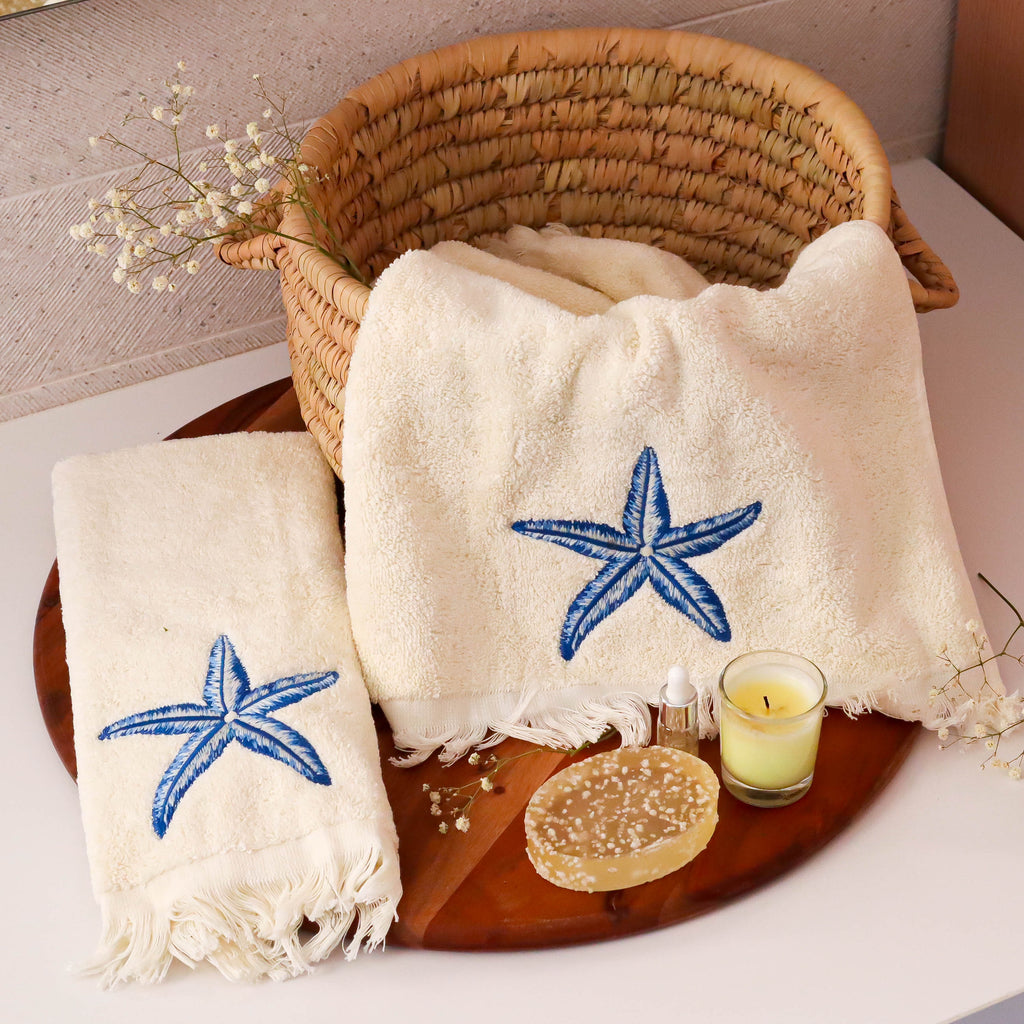 Blue Starfish Guest Towels Set