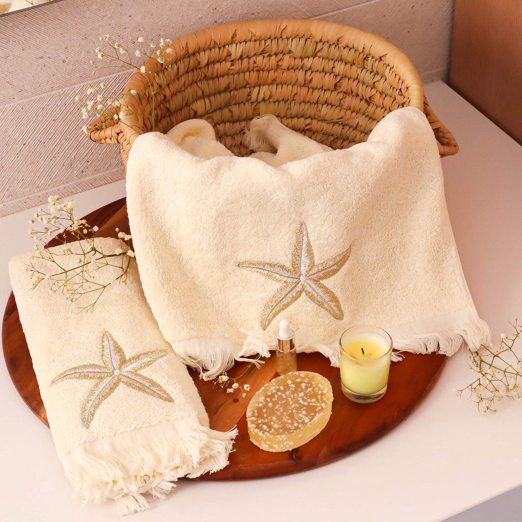 Gold Starfish Guest Towels Set