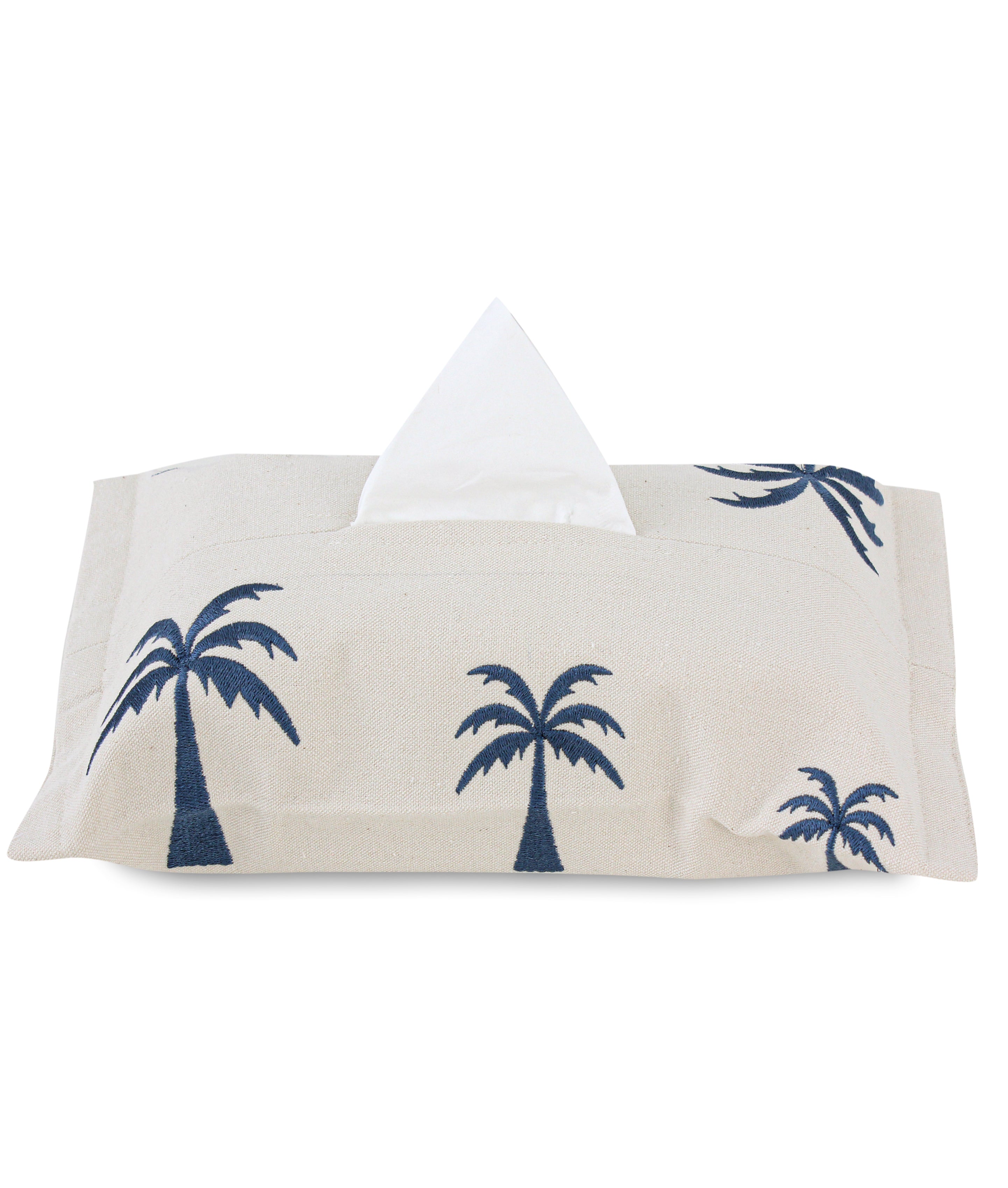 Blue Palm Tissue Box Cover