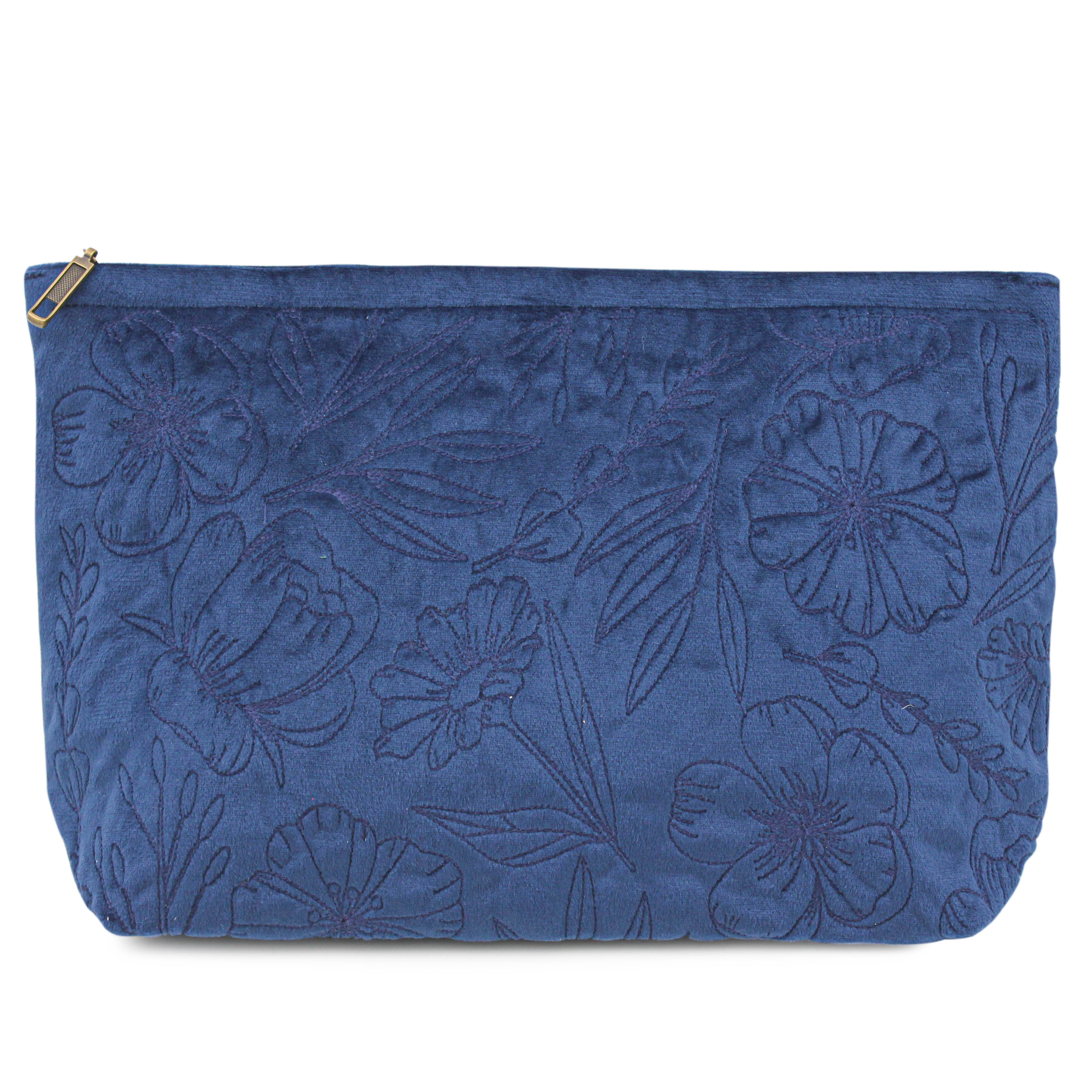 Sapphire Velvet Flora Pouch