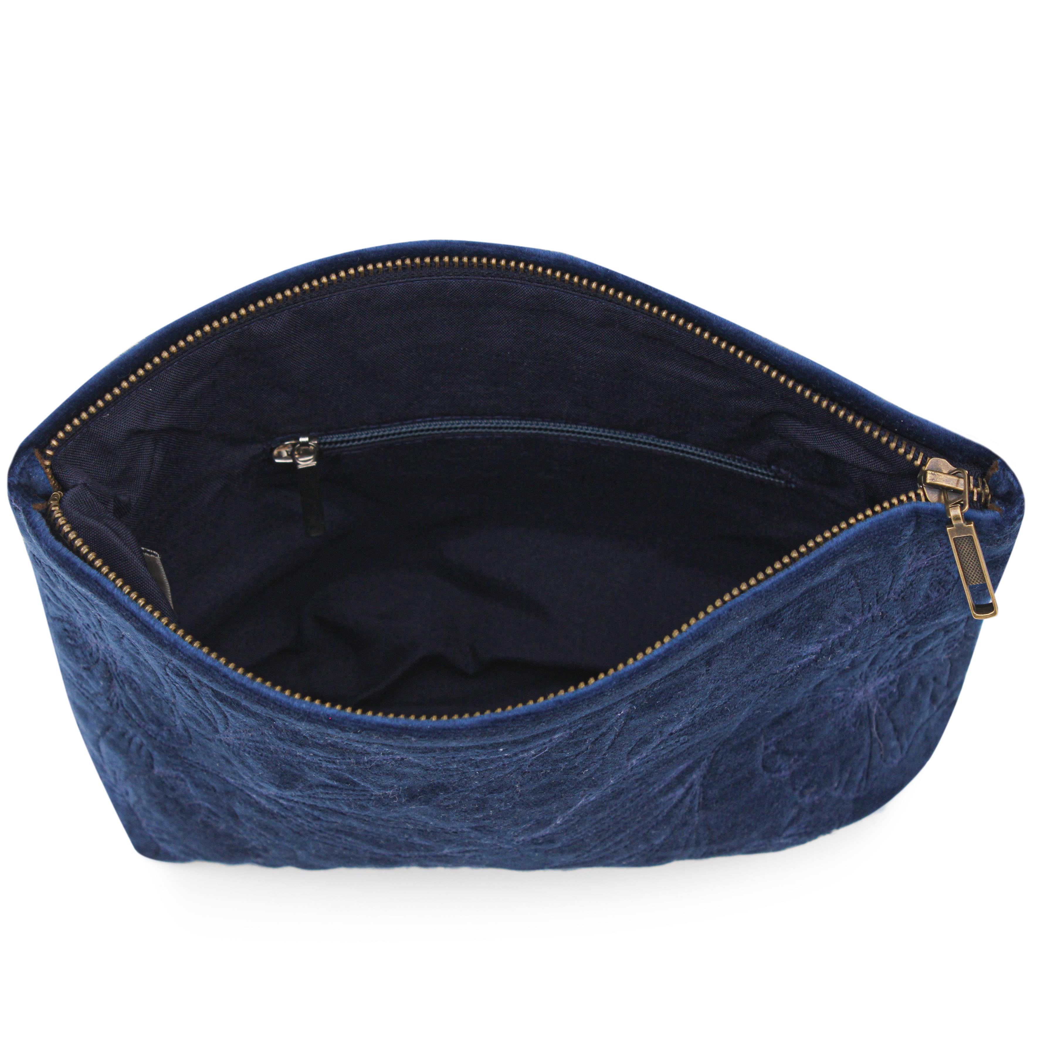 Sapphire Velvet Flora Pouch