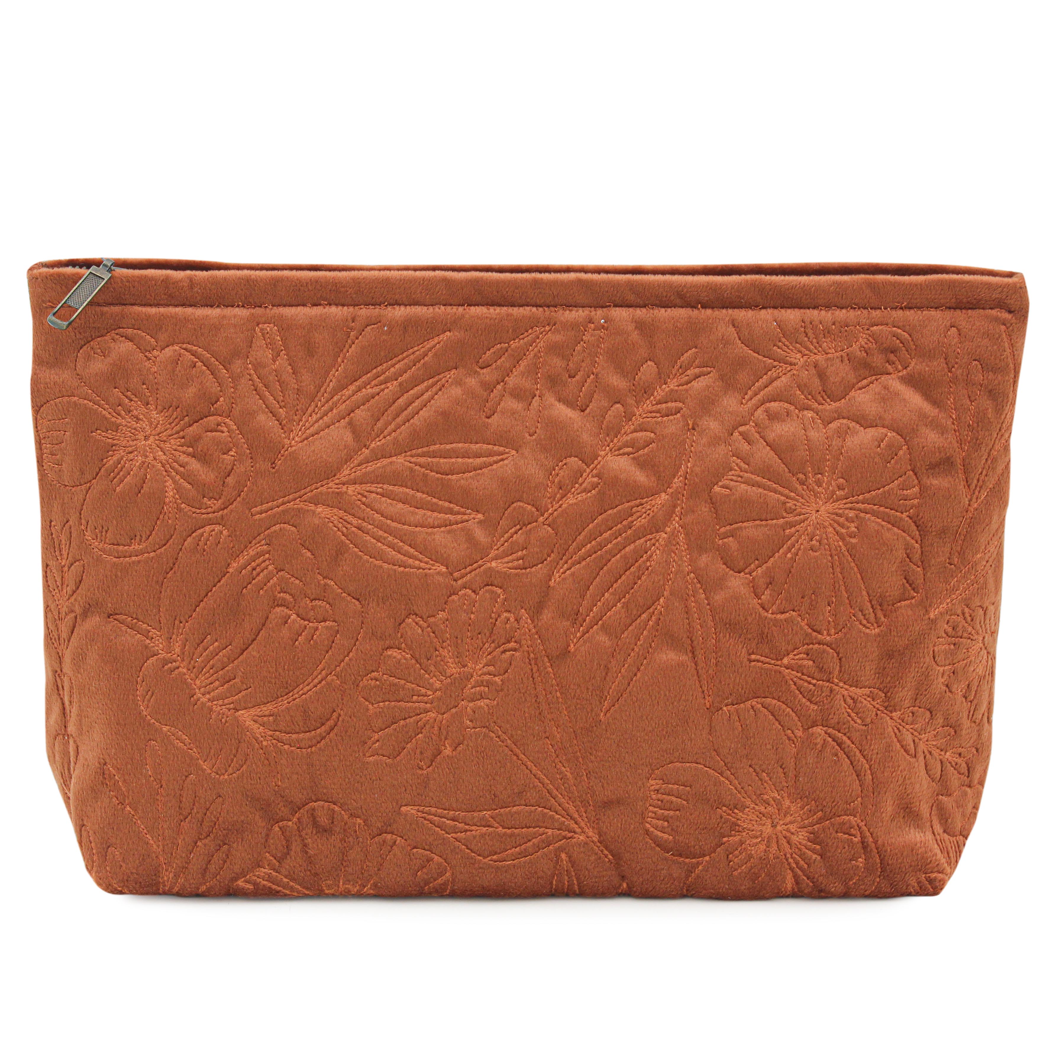 Burnt Orange Velvet Flora Pouch