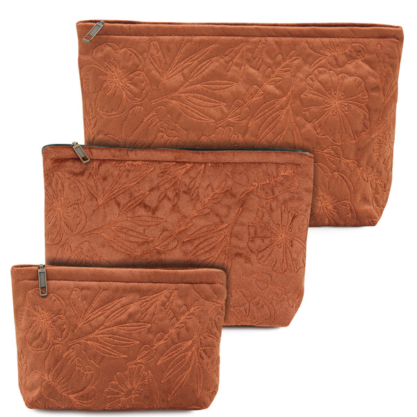 Burnt Orange Velvet Flora Pouch
