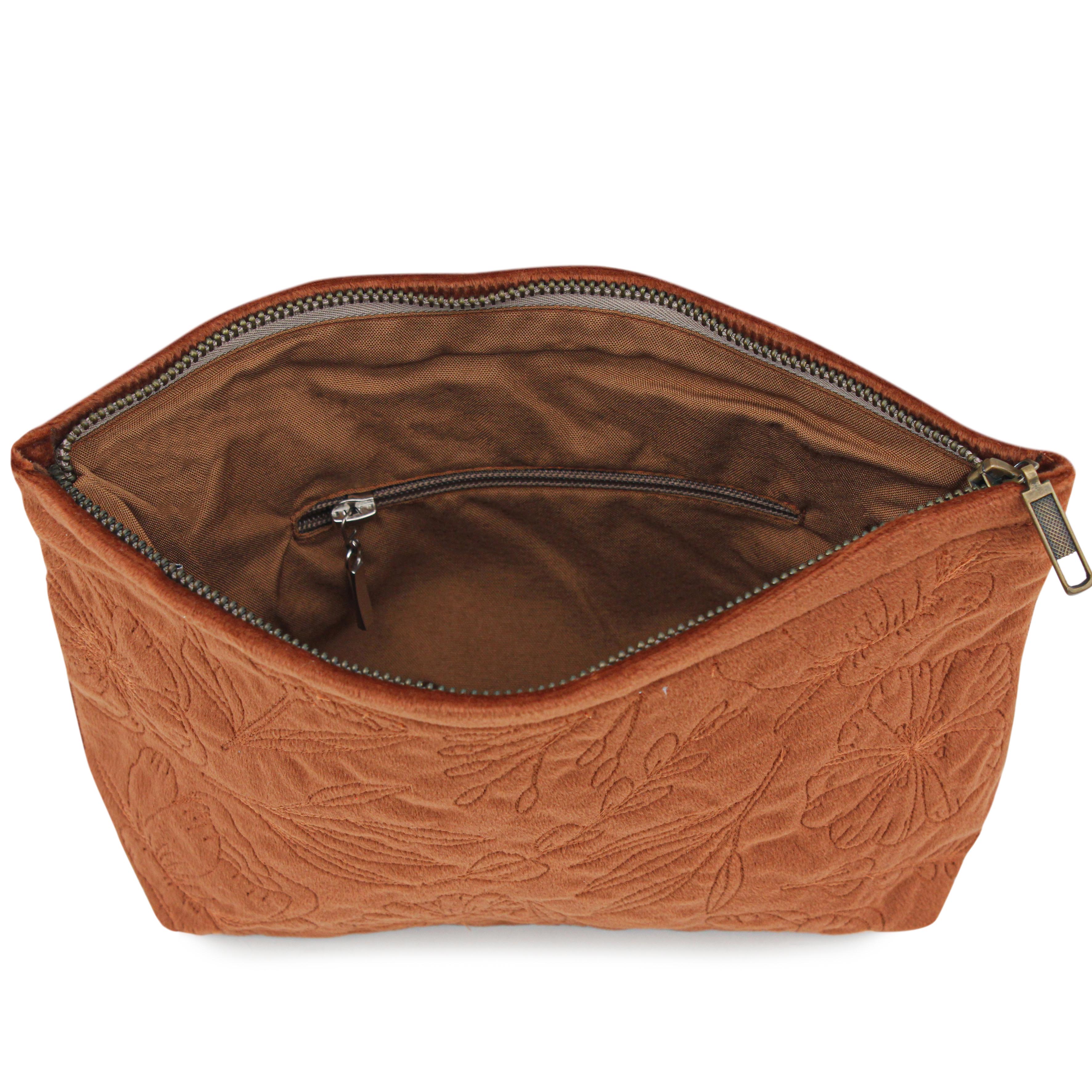 Burnt Orange Velvet Flora Pouch