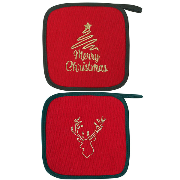 Merry Christmas Velvet Oven Mittens