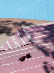 Burgundy Stripped Hammam Towel