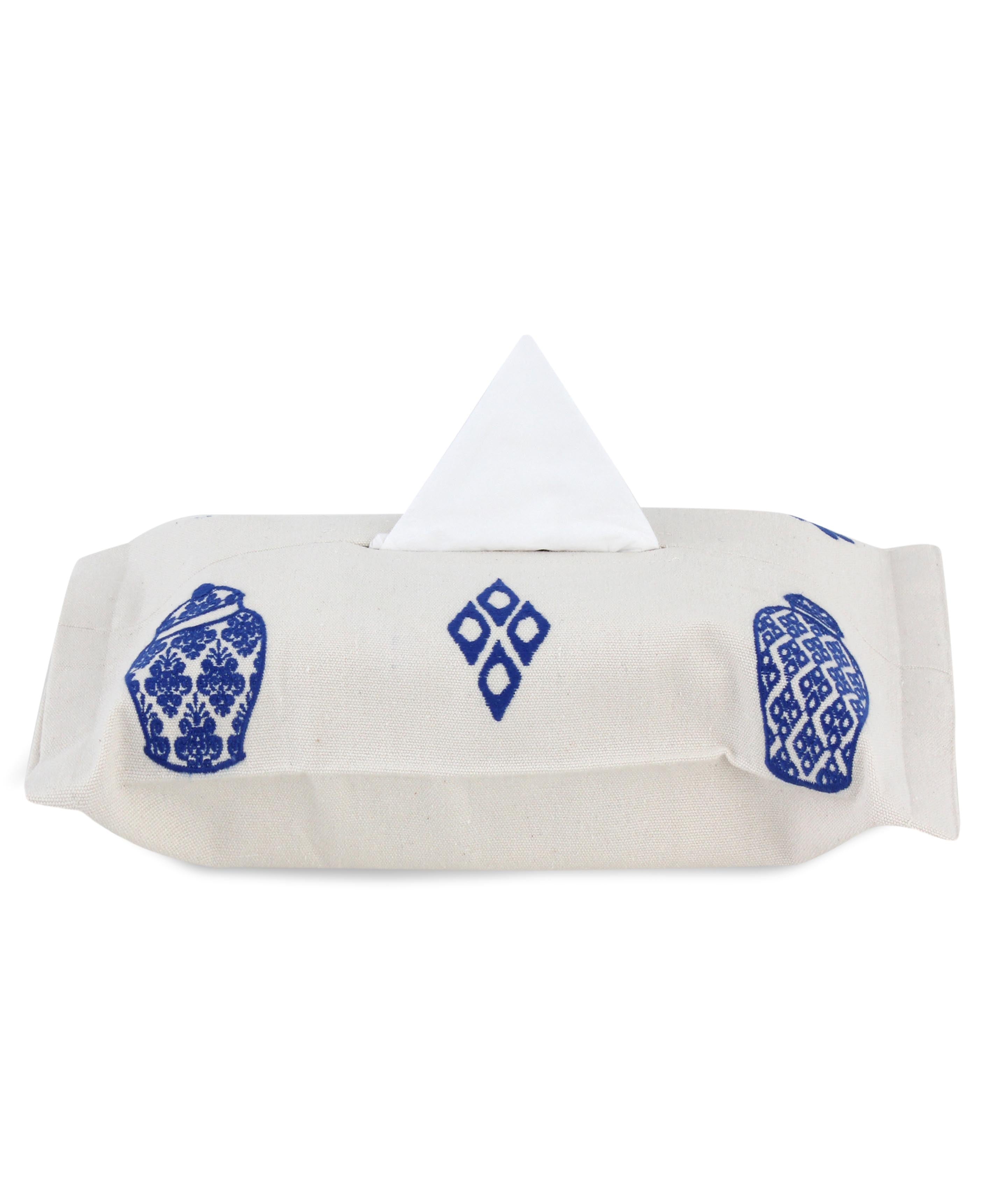 Bleu Blanc Tissue Box Cover