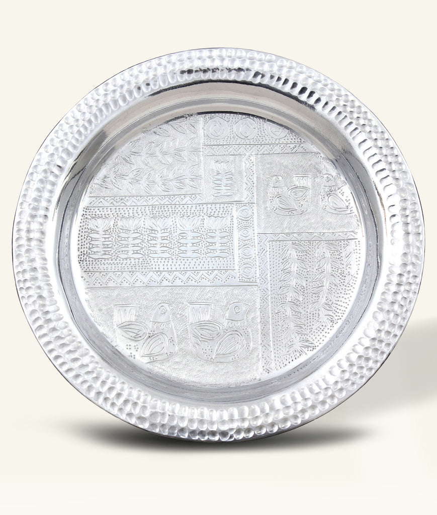 Al-Wadi Hand-Hammered Aluminum Round Tray