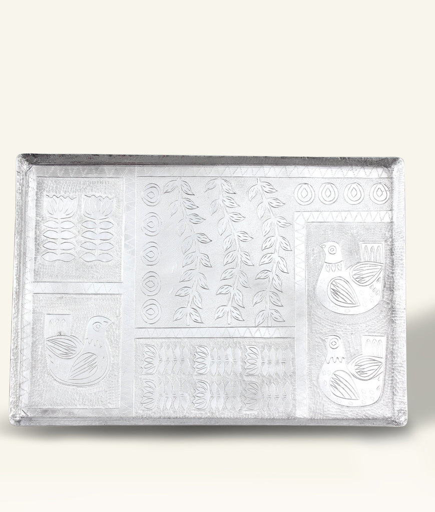 Al-Wadi Hand-Hammered Aluminum Rectangular Tray