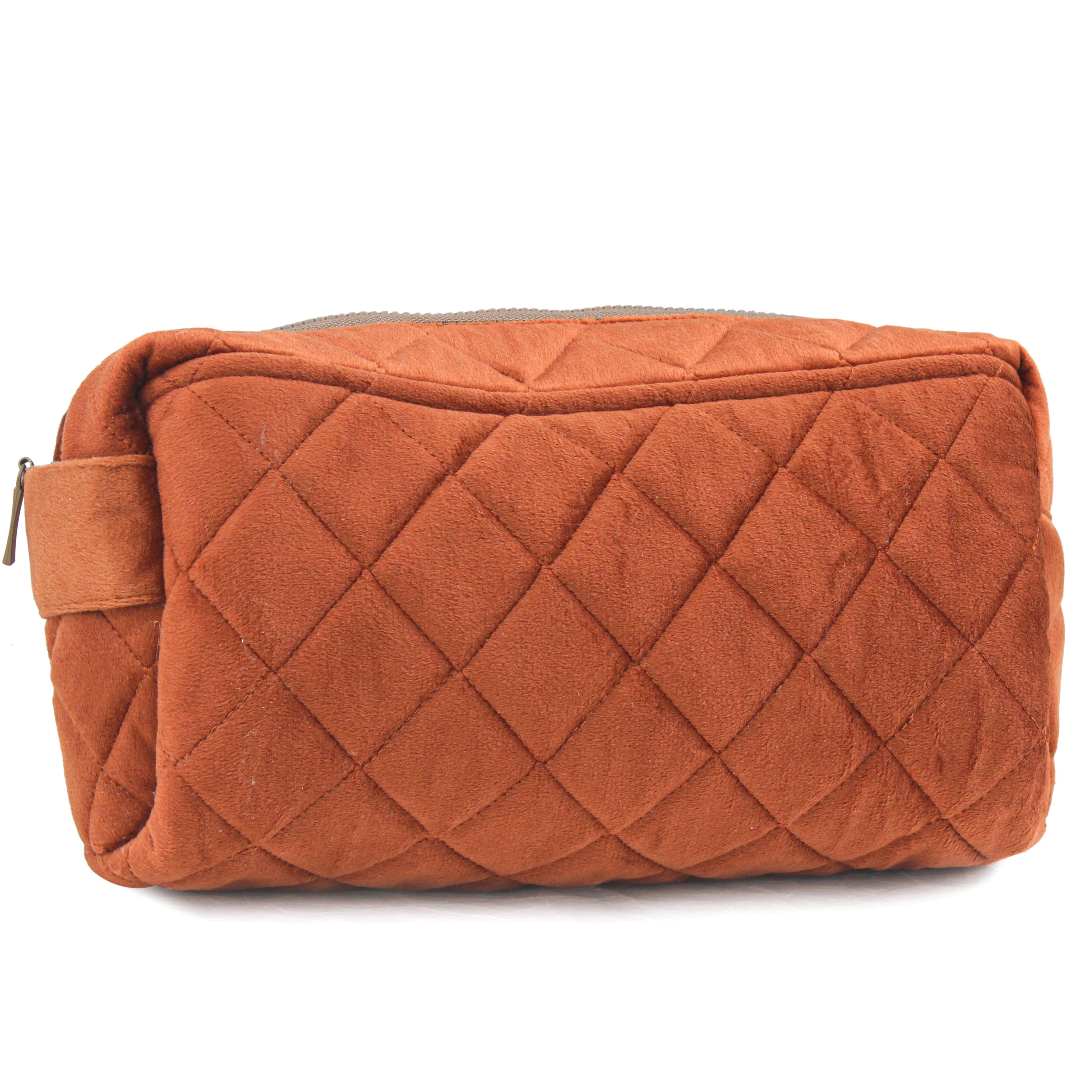 Burnt Orange Puff  Velvet Pouch