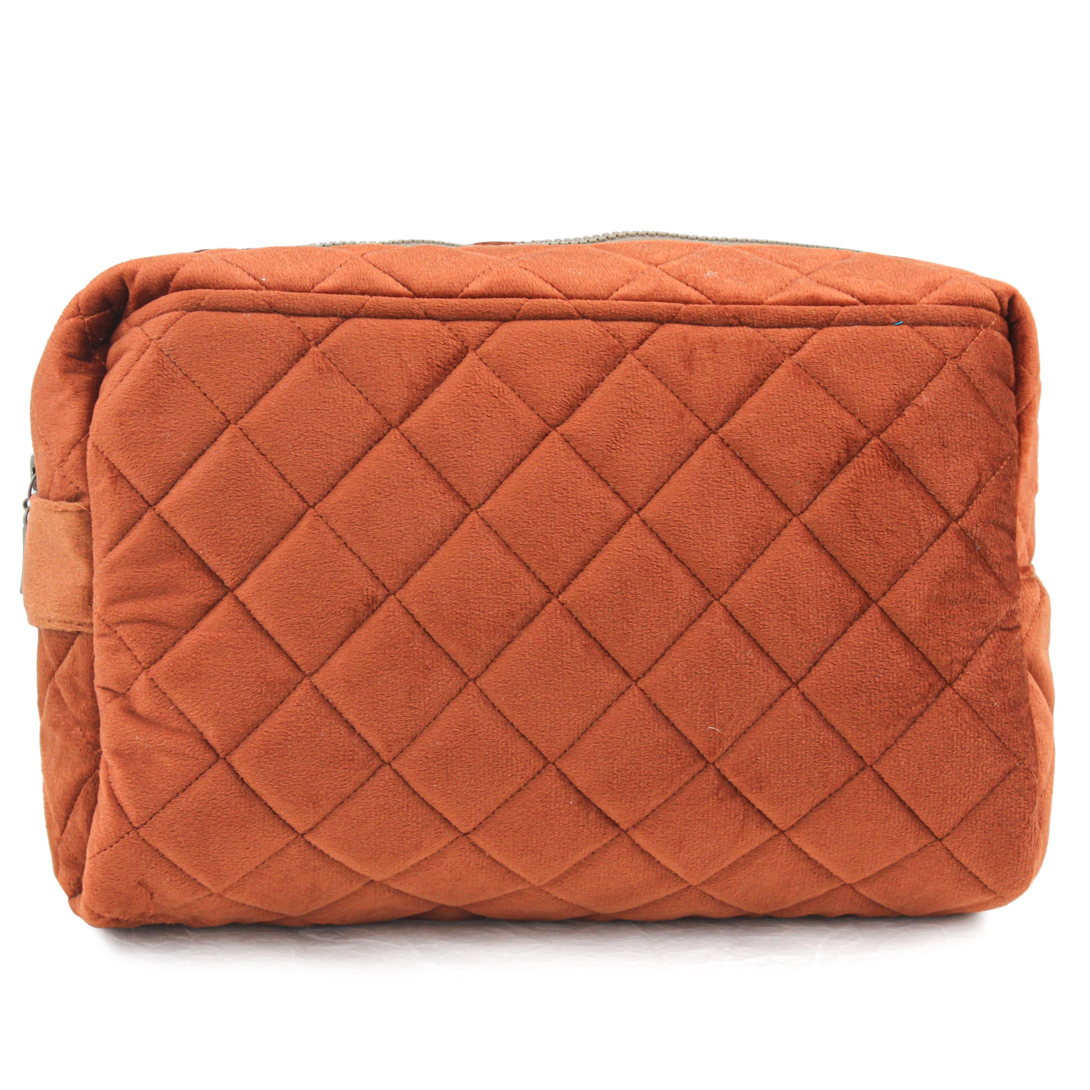 Burnt Orange Puff  Velvet Pouch