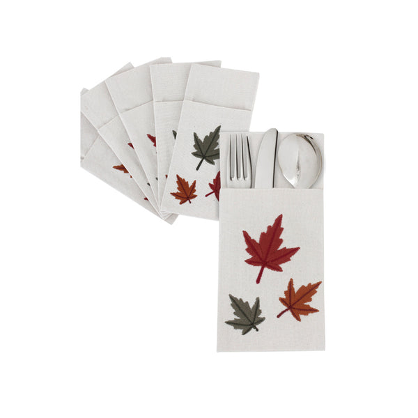 Maple Leaves Canvas Cutlery Holder Set