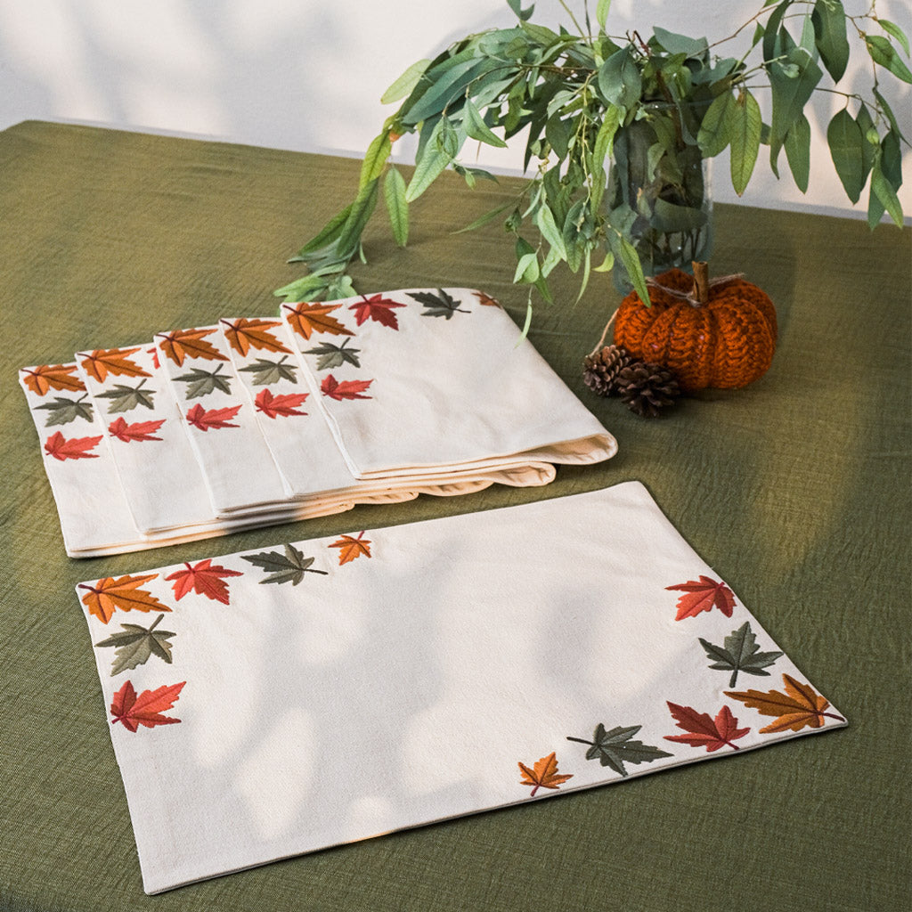 Maple Leaves Canvas Placemats Set