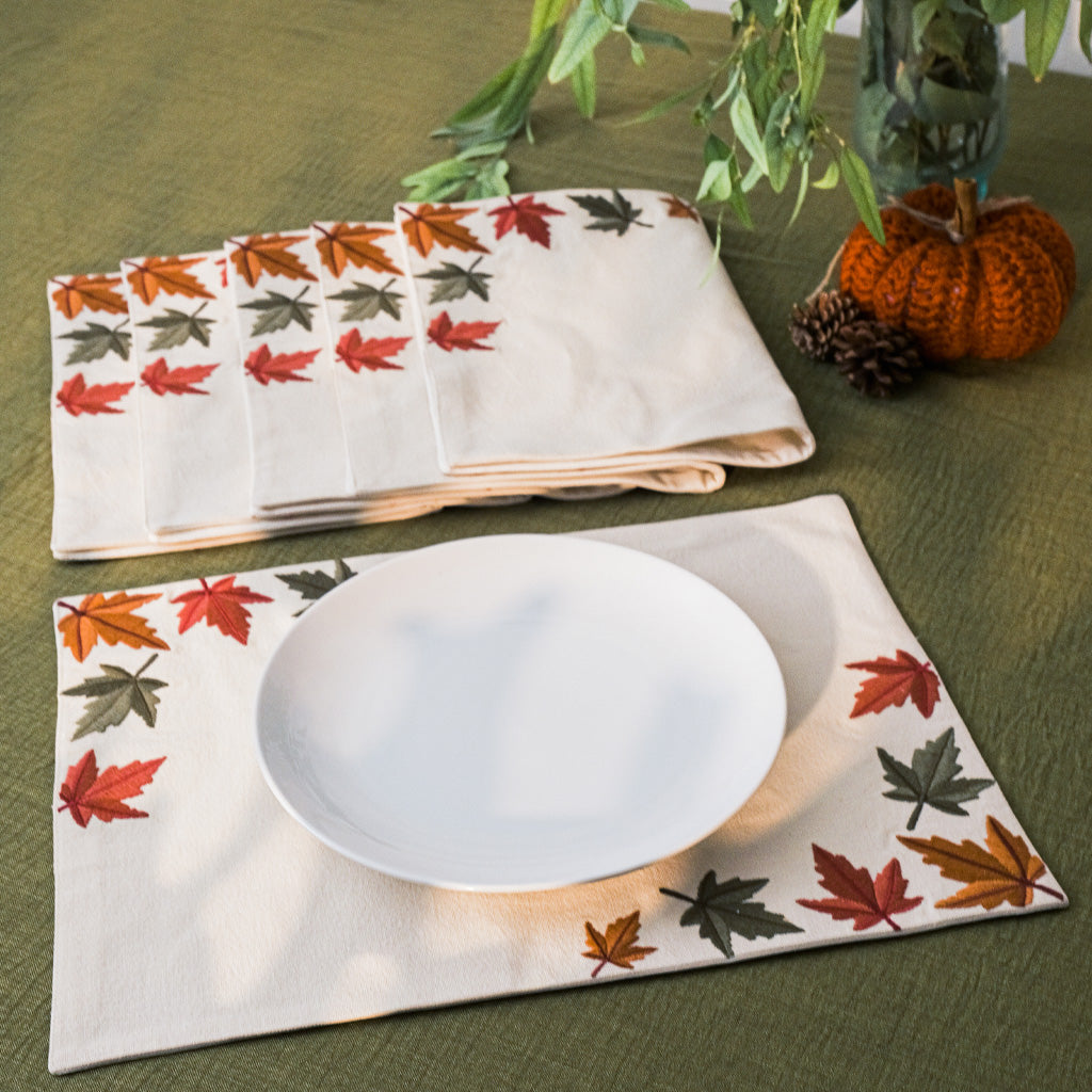 Maple Leaves Canvas Placemats Set