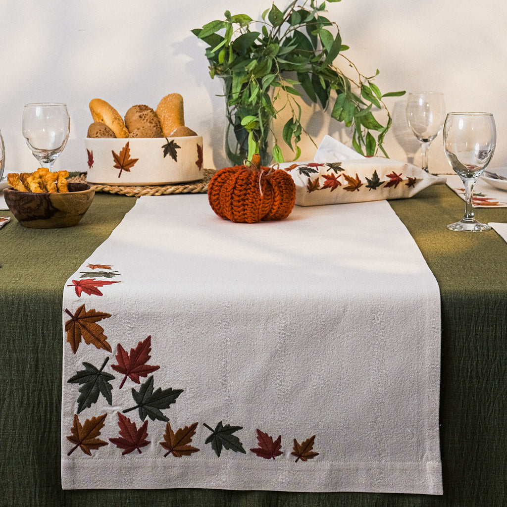 Maple Leaves Canvas Table Runner