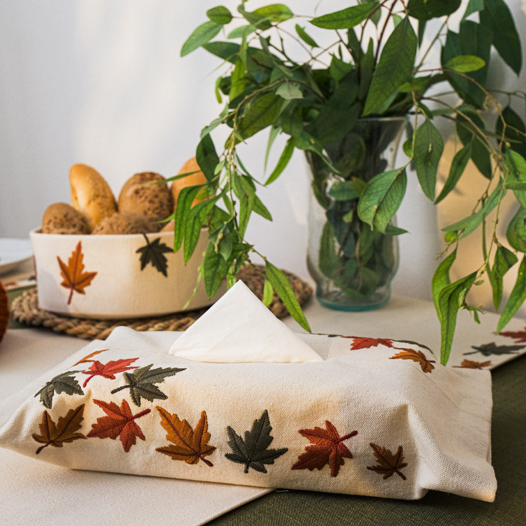 Maple Leaves Canvas Tissue Box Cover