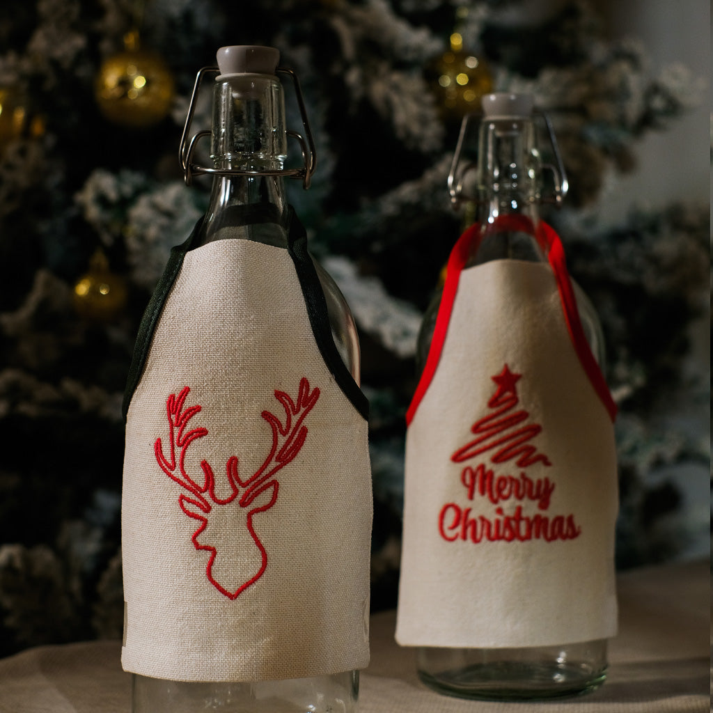 Merry Christmas Bottle Apron Set