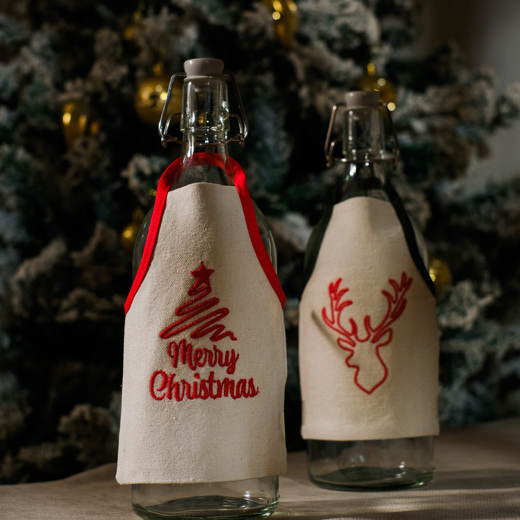 Merry Christmas Bottle Apron Set