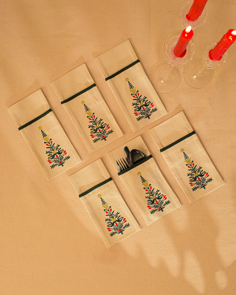 Peaceful Christmas Cutlery Holder Set