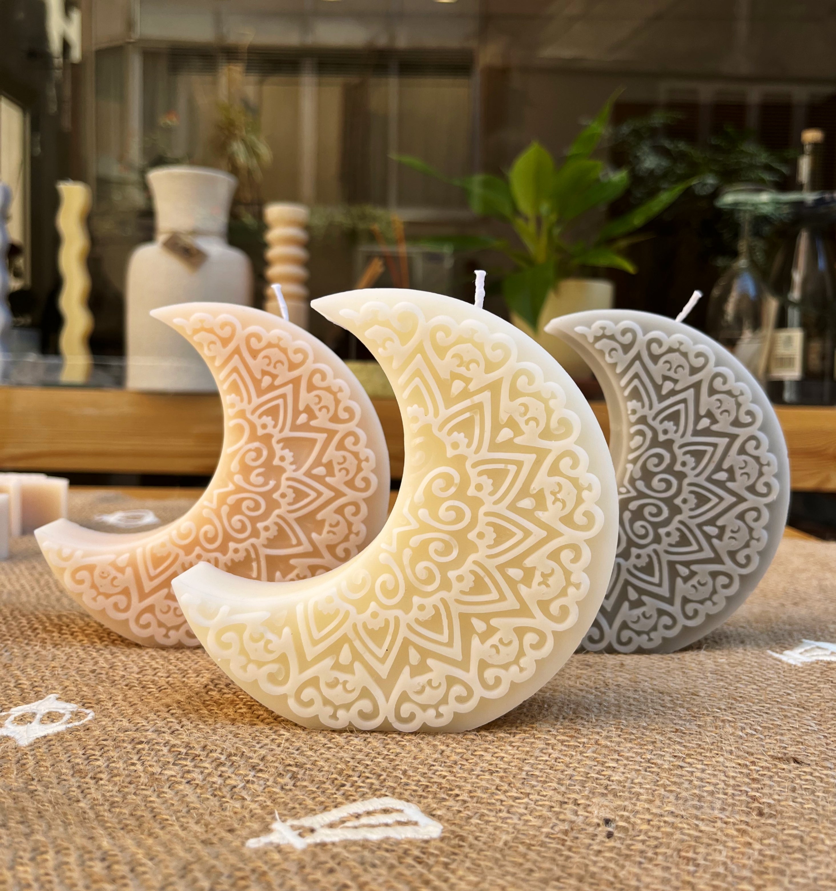 Crescent Mandala Candle