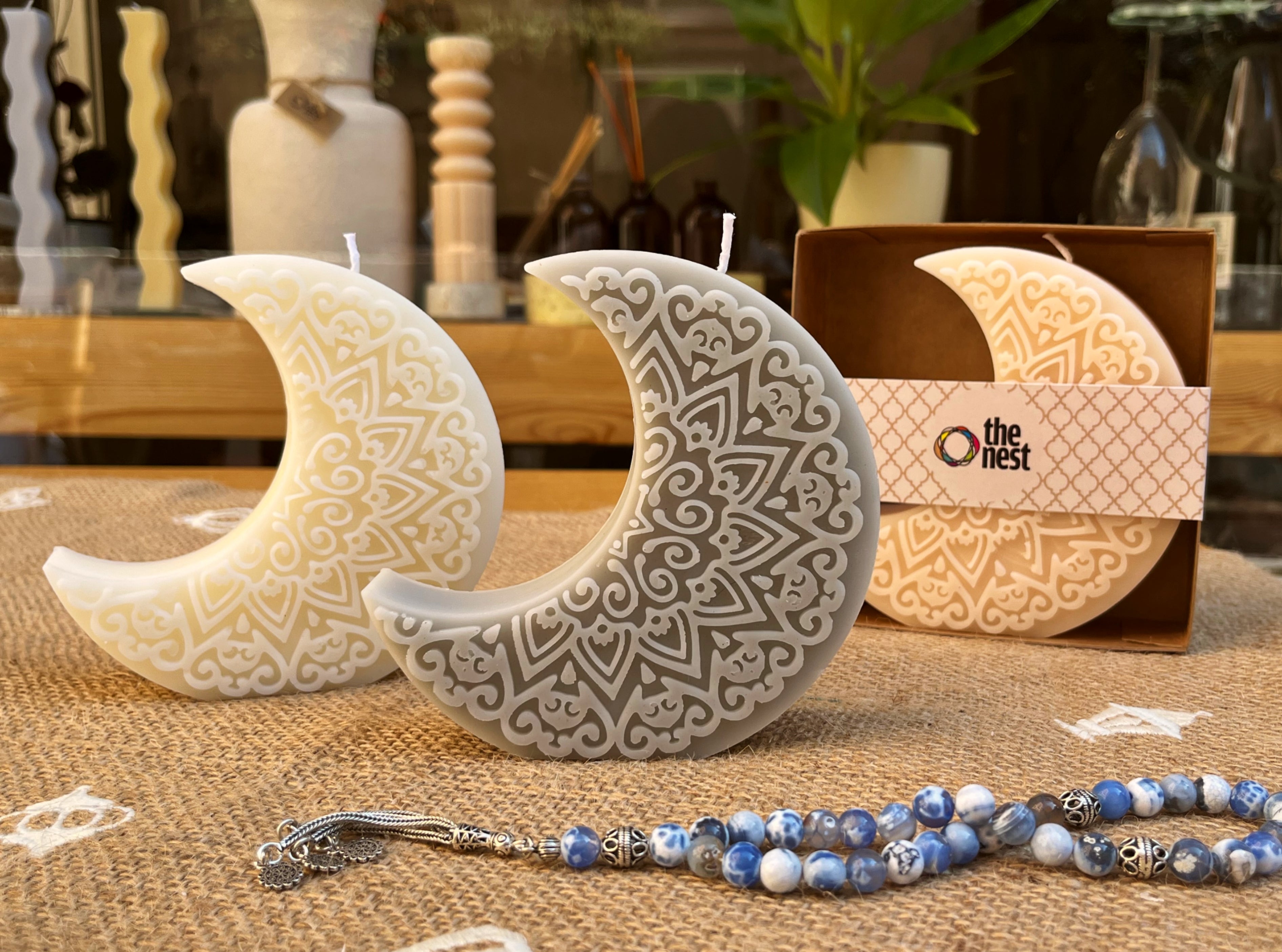 Crescent Mandala Candle