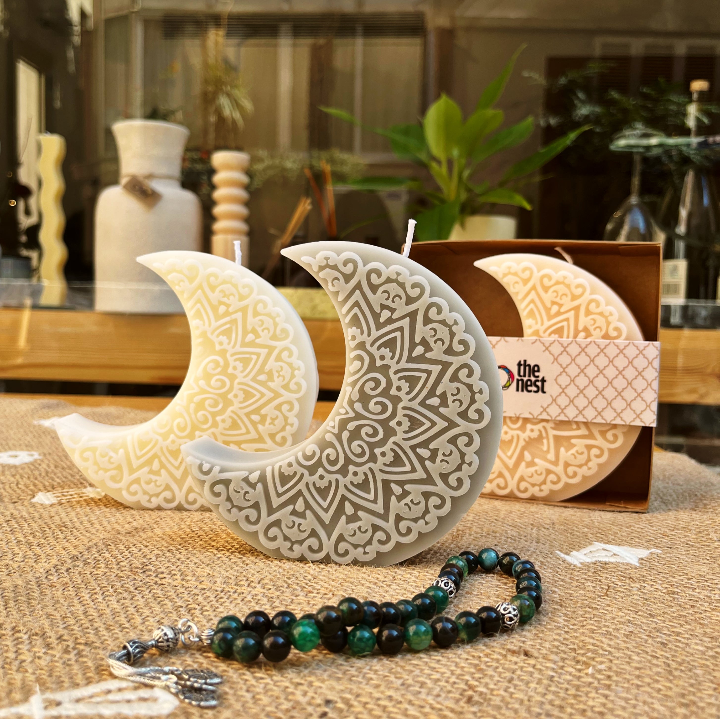 Crescent Mandala Candle