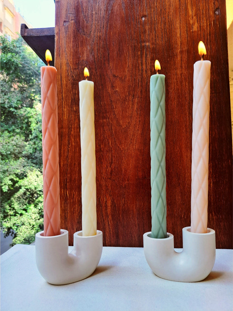 Plaid Taper Candle