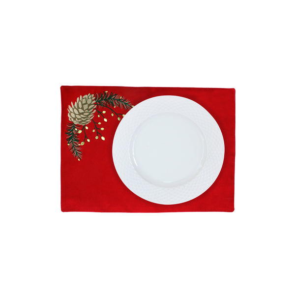 Pine Cone Velvet Placemat Set