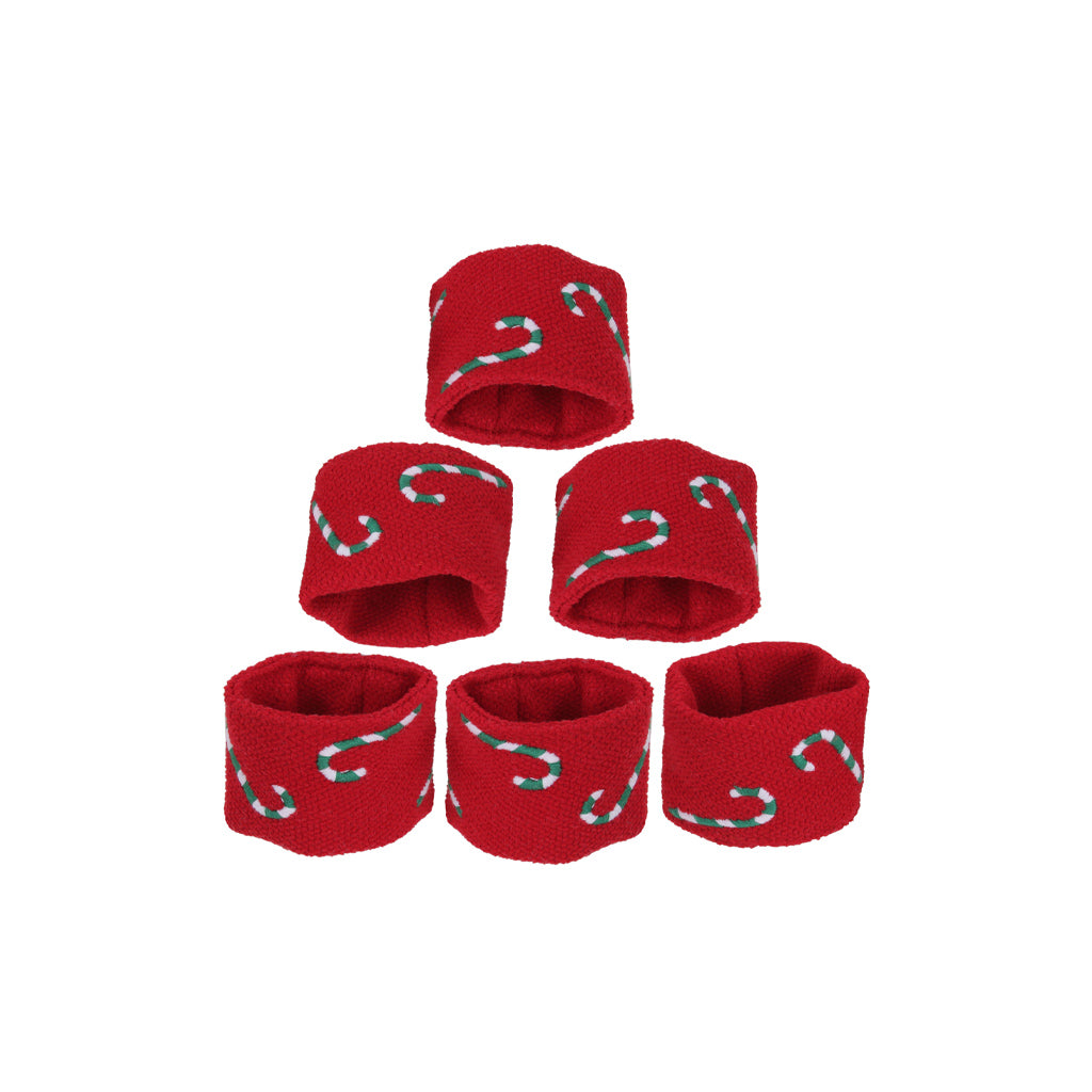 Candy Cane Velvet Table Napkin Holder Ring Set
