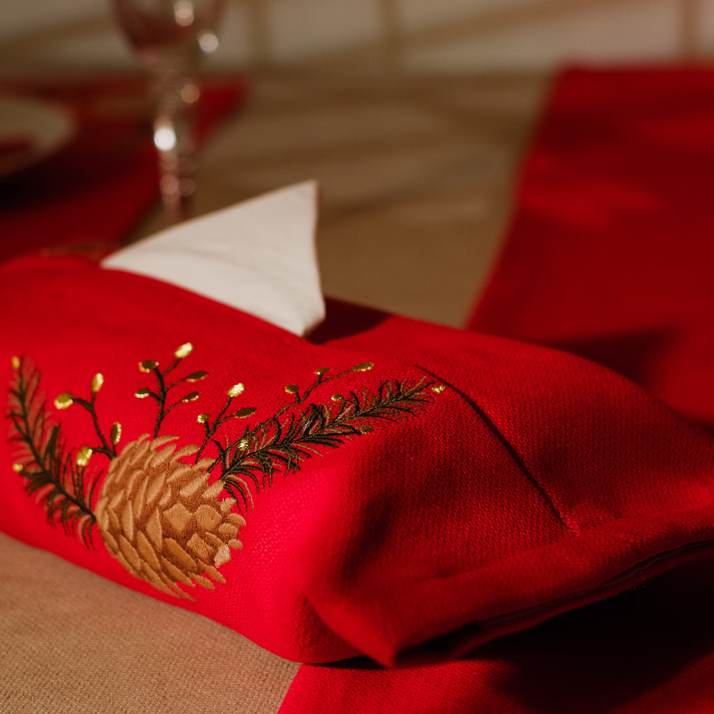 Pine Cone Velvet Tissue Box Cover