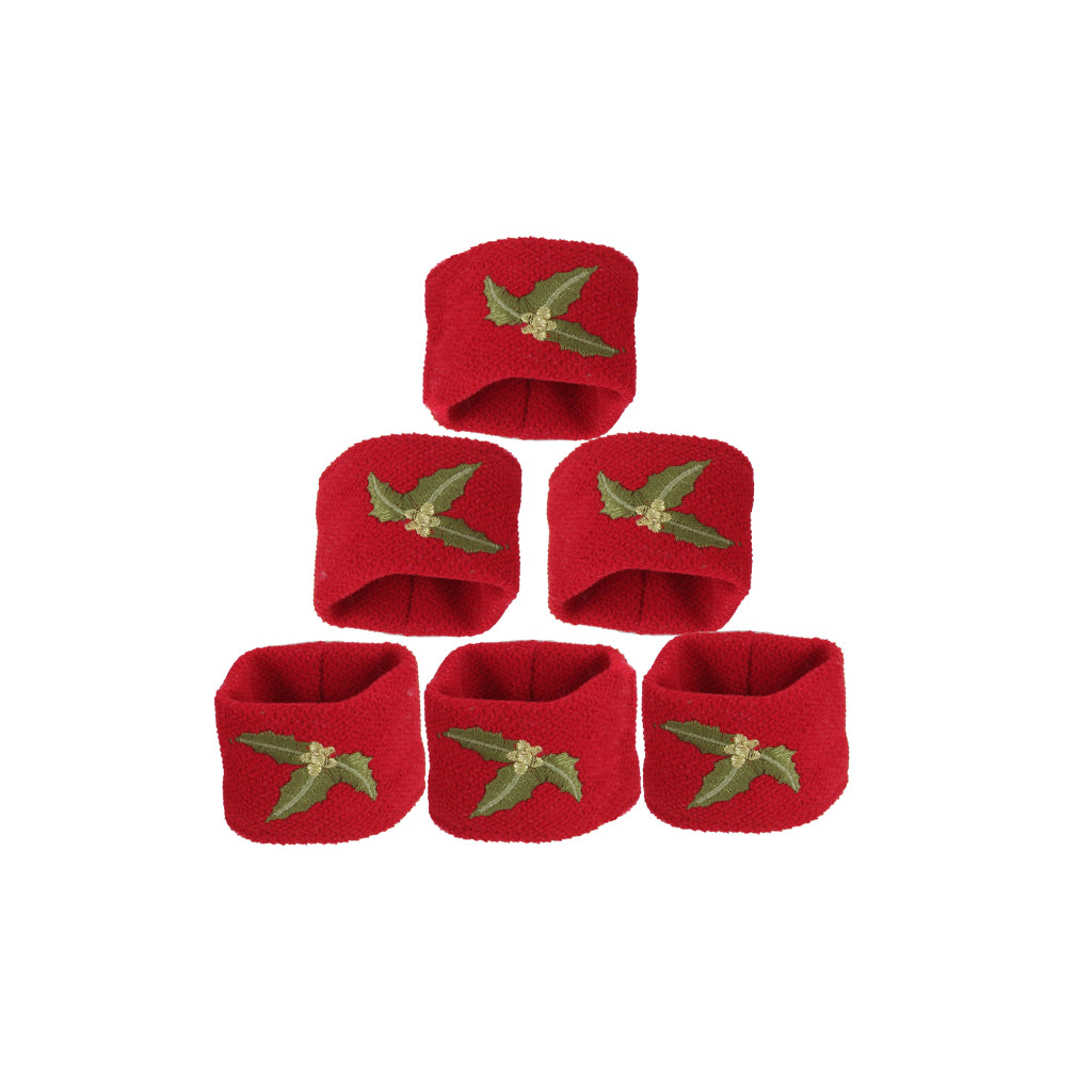 Winterberry Velvet Napkin Holder Ring Set