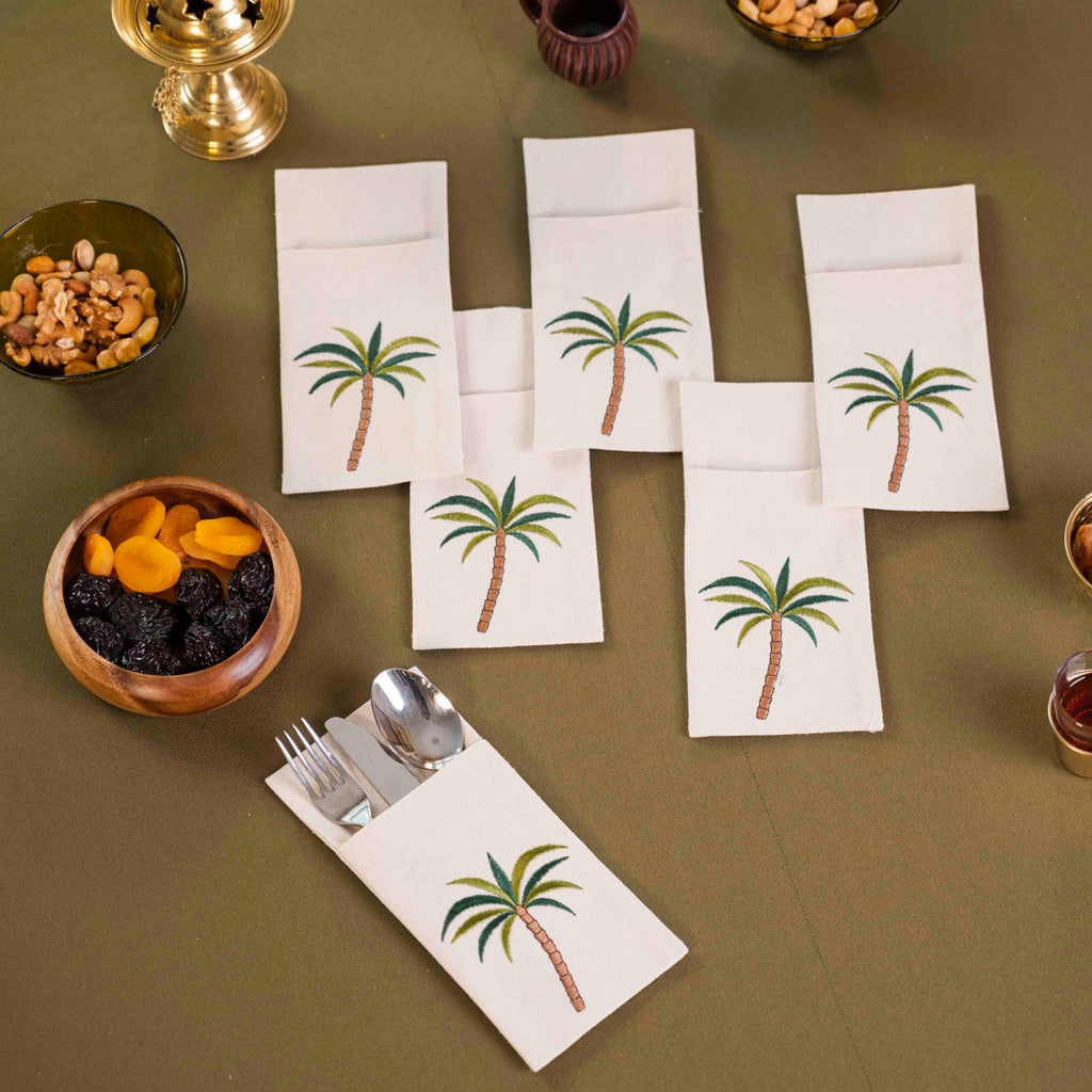 Palm Tree Cutlery Holder Set