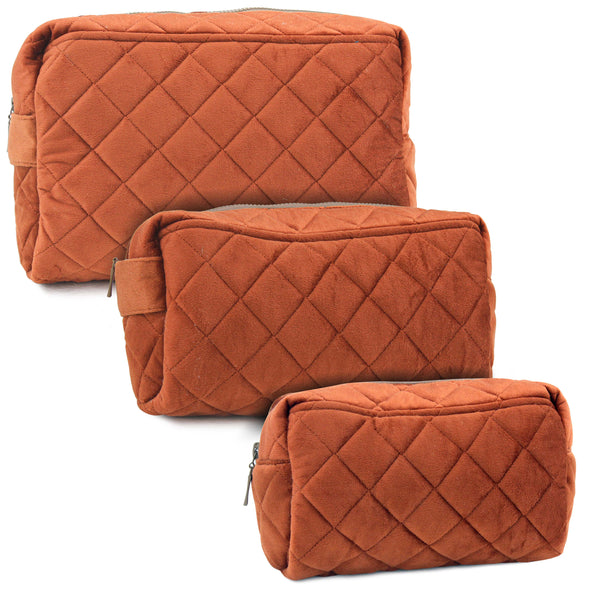 Burnt Orange Puff  Velvet Pouch