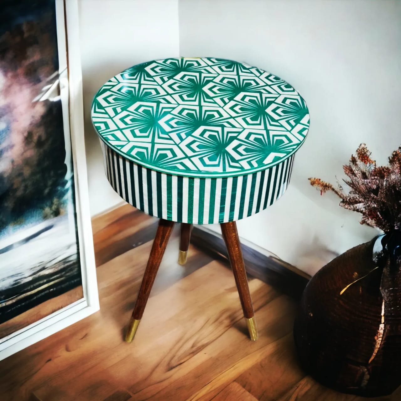 Blossom Mother of Pearl Flip-Top Side Table