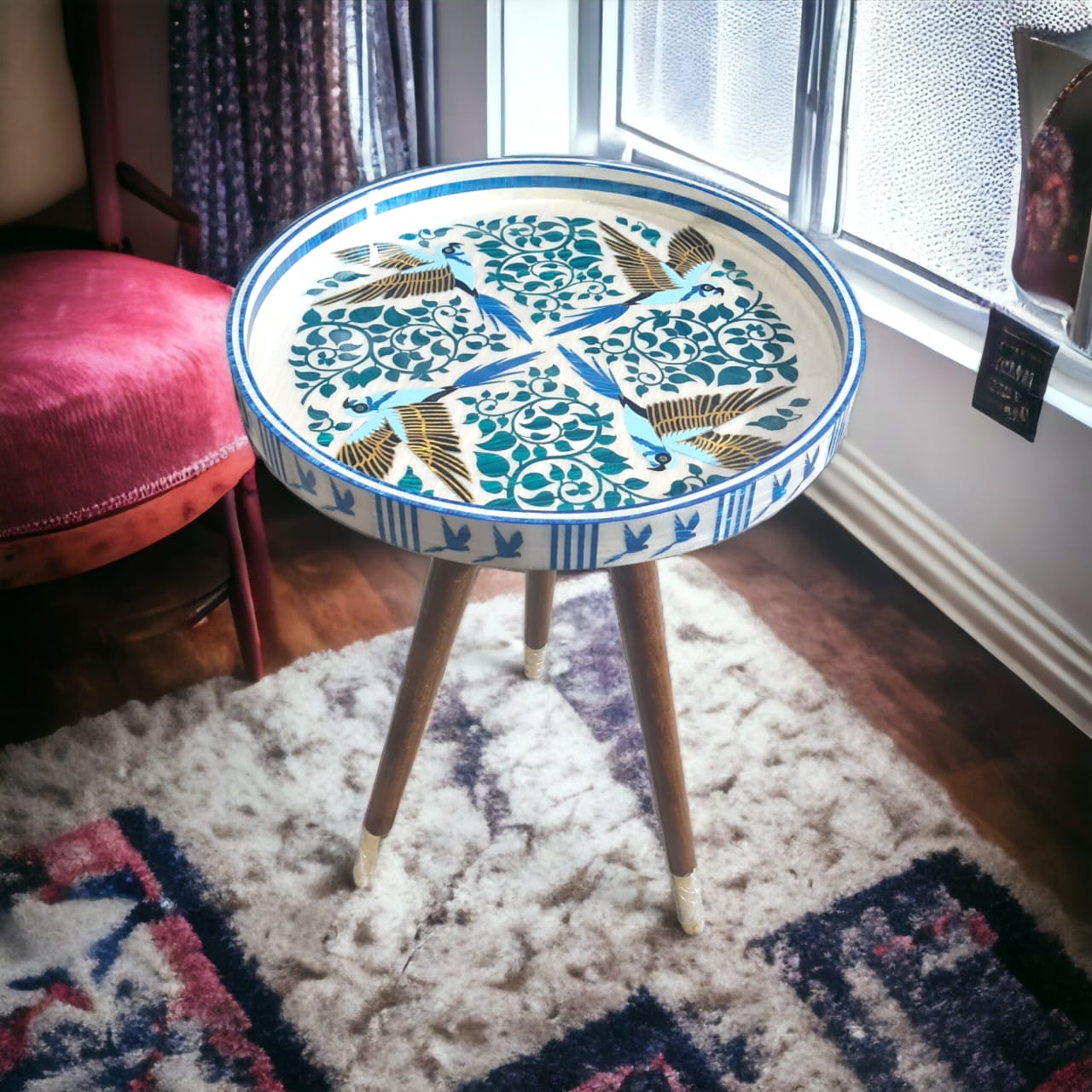 Birdsong Dance Mother of Pearl Side Table