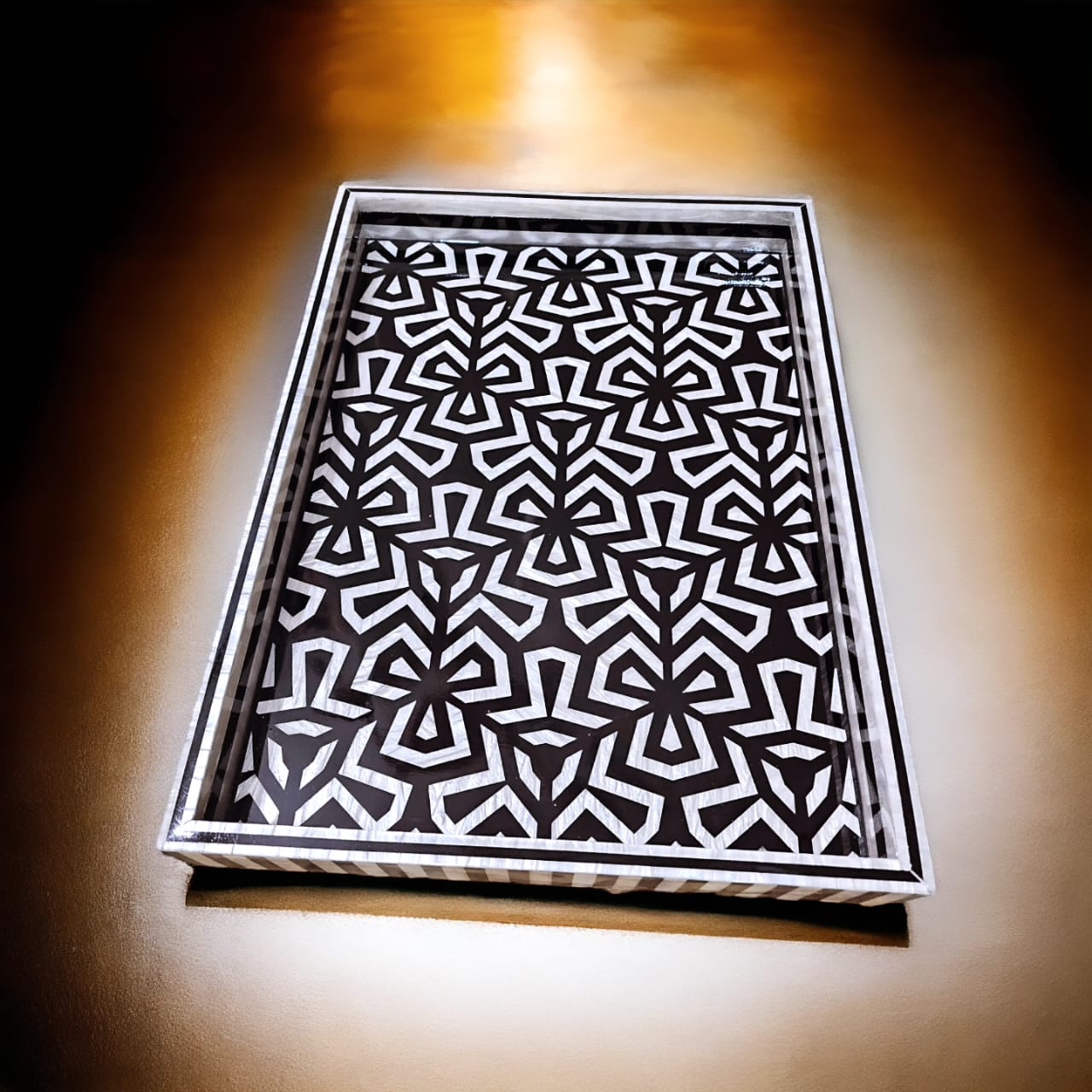 Bold Motif - Black Background Mother of Pearl Tray