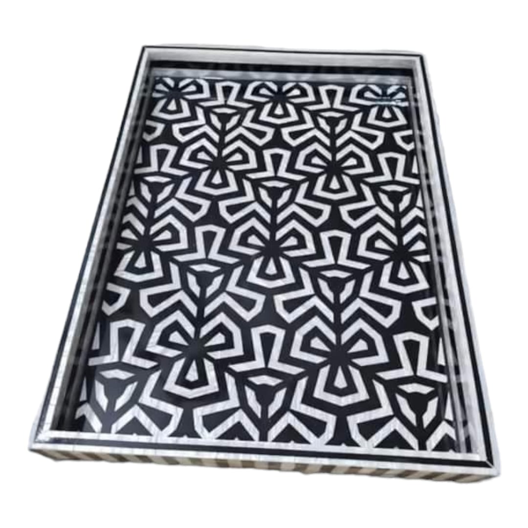 Bold Motif - Black Background Mother of Pearl Tray
