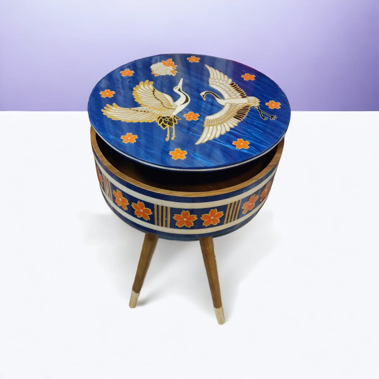 Graceful Dance Mother of Pearl Flip-Top Side Table