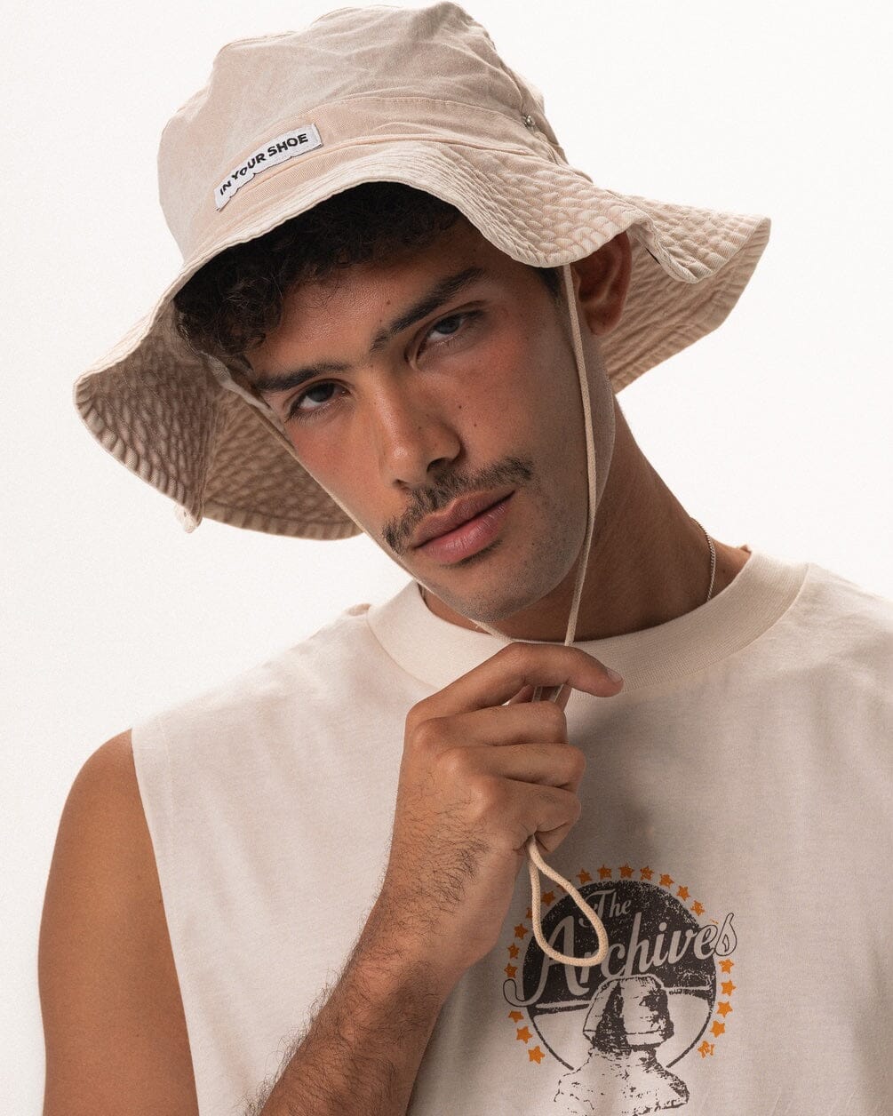 Beige Washed Cowboy Bucket Hat