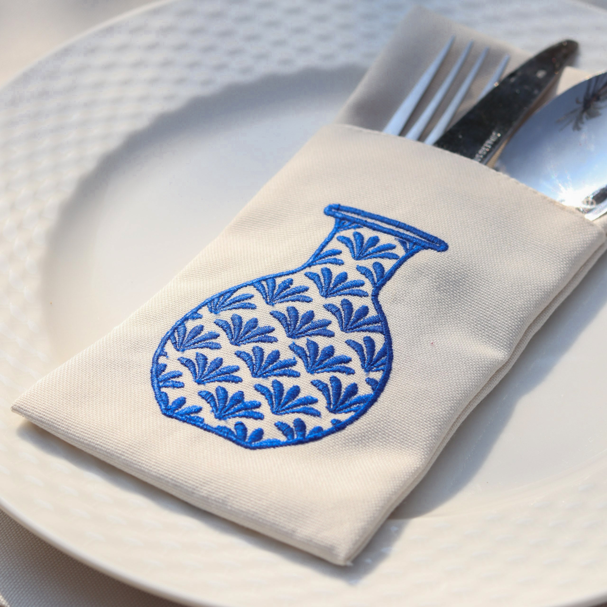 Bleu Blanc Cutlery Holder Set