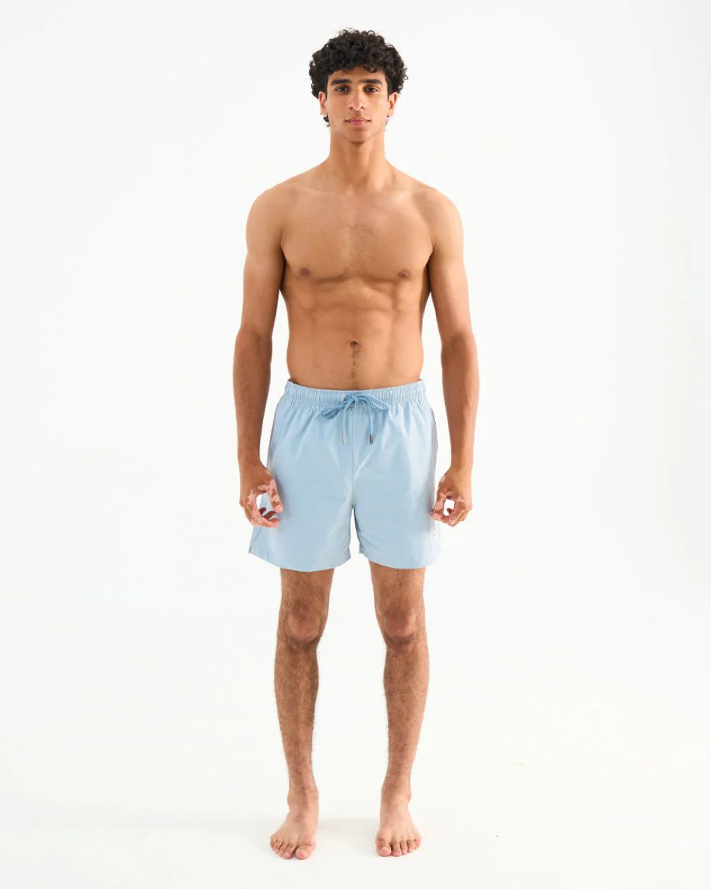 Solid Baby Blue Swim Shorts