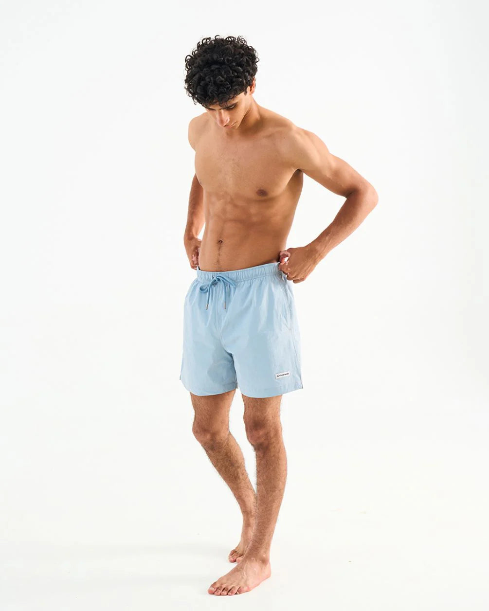 Solid Baby Blue Swim Shorts