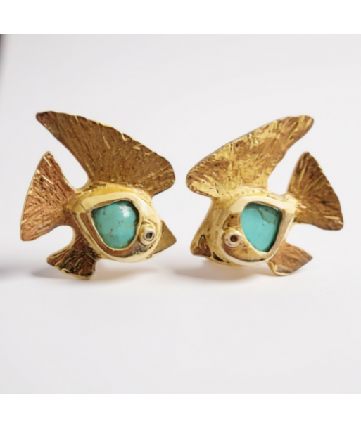 Pharaonic Collection, Nekhau Fish Amulet With Turquoise Stone Earrings