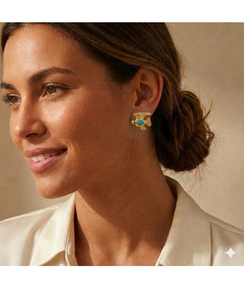 Pharaonic Collection, Nekhau Fish Amulet With Turquoise Stone Earrings