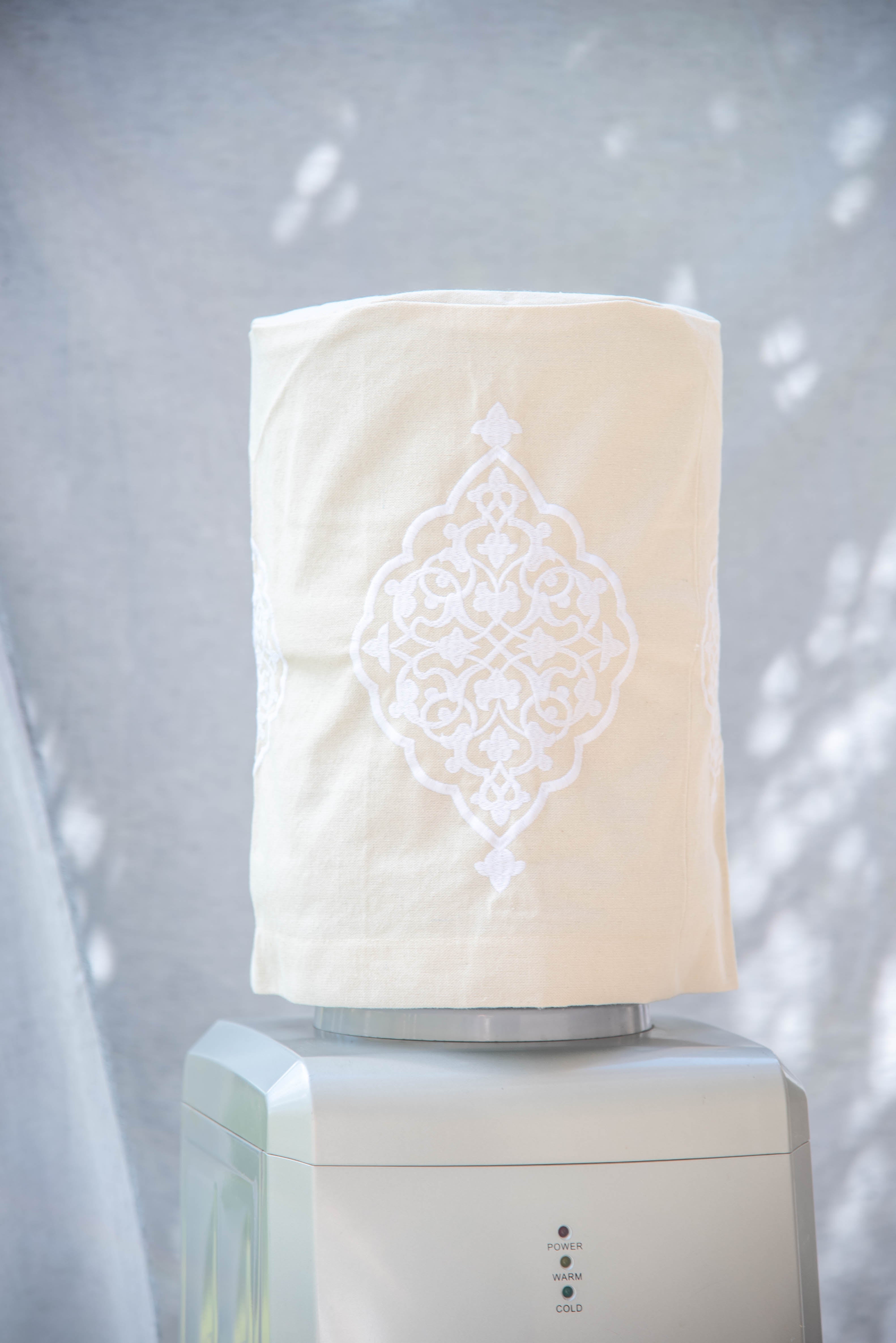 White Ramadan Arabesque Water Dispenser Gallon Cover