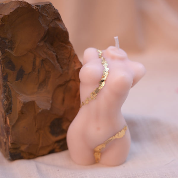 Goddess Female Torso Candle with Gold