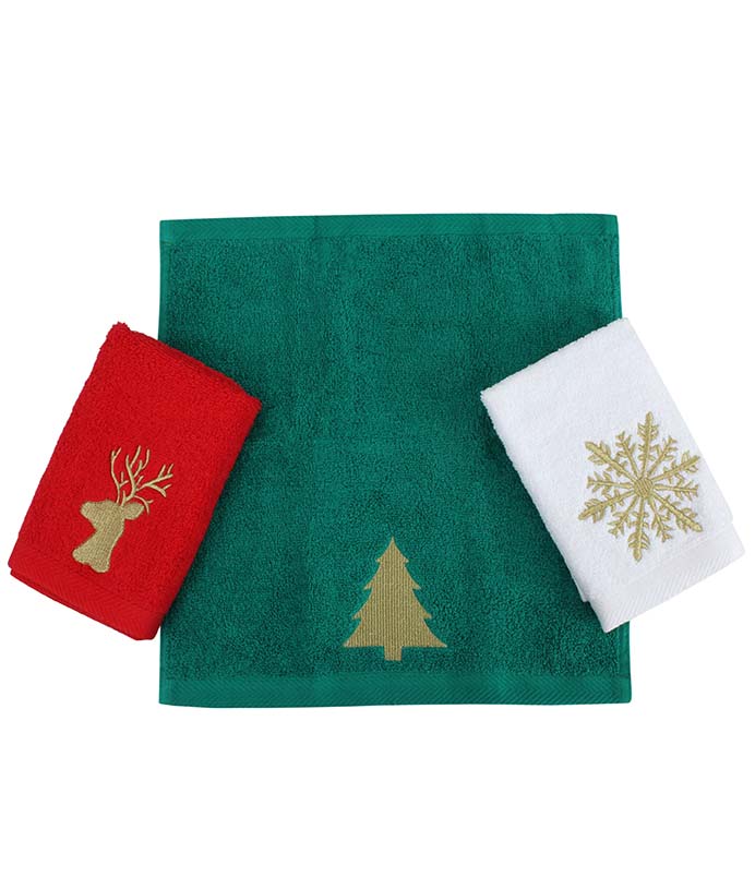 Deer, Tree, Snowflake Guest Towel Set