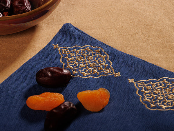 Navy Ramadan Arabesque Velvet Placemat Set
